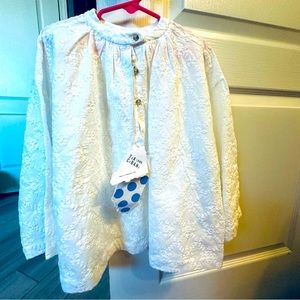 NWT Tia cibani 7 /8 girls white embroidered boutique blouse top tunic MSRP $135